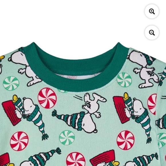 Peanuts Snoopy Unisex Childrens Green 2 PC Pajama Set Size 8 NWT - Picture 3 of 7
